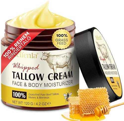 Premium Tallow Creme Rindertalg 120g Beef Tallow Skincare Bio Body Cream For Dry Skin Tallow Balm Bienenwachs Kremi Organik Honigbalsam Balm Sheabutter Bio für kosmetik Himbeersamenöl