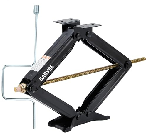61 cm großer Auto-Scherenwagenheber, unterstützt 3400 kg Tragkraft, Nivellierstabilisator mit Kurbel, Wohnmobil-Stabilisator-Wagenheber mit 10,2 cm - 61 cm verstellbarer Höhe, pulverbeschichteter