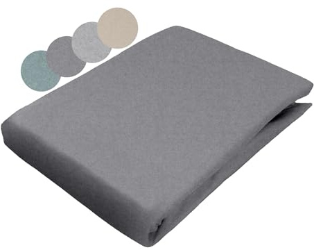 sleepling Flanell Melange Spannbettlaken 140x200 cm, Mittelgrau | 100% Baumwolle, Spannbetttuch, Blickdicht & Weich, Rundumgummizug, 30cm Steghöhe, Made in Germany, OEKO-TEX, Waschbar