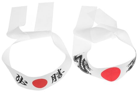 Polyester Hachimaki Stirnband 2 Stück für Köche und Sushi | Japanischer Look, Leicht und Wiederverwendbar, 92x4,7x0,1cm, für Kostüm Cosplay und Sport