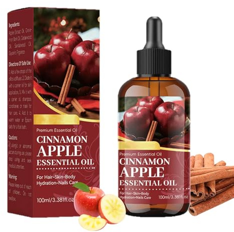 Huile essentielle de pomme cannelle avec pipette pour aromathérapie, fabrication de bougies et de savons, soins capillaires, soins du visage et de la peau, massage corporel pour la maison et le bureau