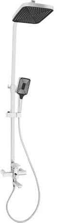 soudesileim Gebürstetes Duschsystem mit 20x30cm Regendusche und Handbrause, Unterputz Wasserfallarmatur in modernem Design für elegantes Badezimmer (Silber)