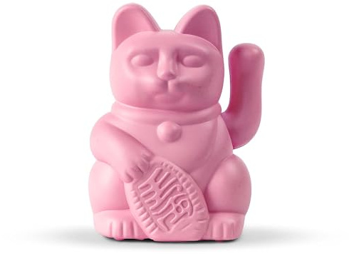 DONKEY Lucky Cat Solar Hot Pink „Kiro“ – kleine Hot-Pink Solar-Winkekatze/Glückskatze, 5 cm, Steht für Rebellion, ohne Batterie