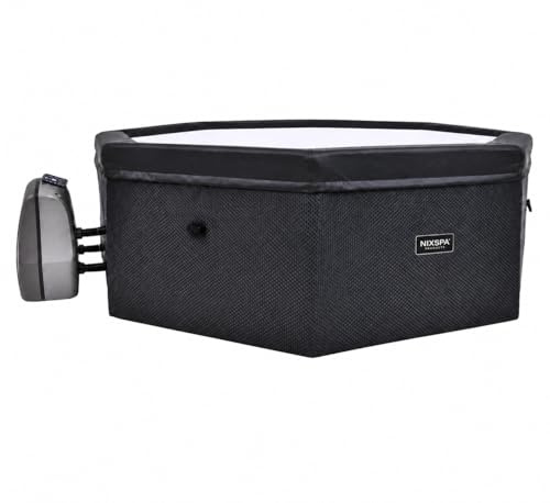 Nixspa SPA Exterior Hinchable semirrígido 5-6 Personas 193 x 193 x 73 cm con 100 chorros de Burbujas, Calentamiento hasta 42°C y filtración silenciosa