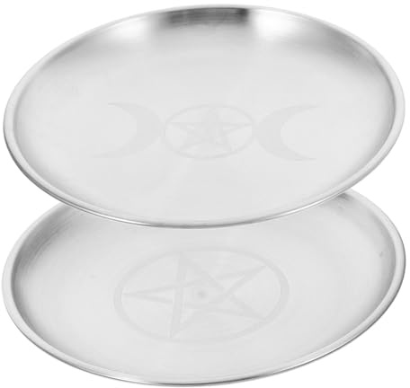 Anneome Lot de 2 Plats de Service Ronds en Fer argenté, Plateau décoratif Multifonction pour Rangement, décoration de Bureau et Maison, Usage Polyvalent