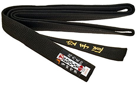 Ju-Sports Budogürtel schwarz mit Bestickung Karate (Japanisches Kanji)