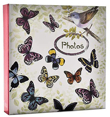 ARPAN Fotoalbum für 200 Fotos à 10 x 15 cm Vögel, Vintage Schmetterling
