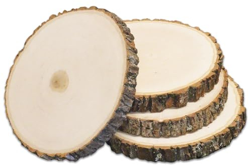 Wilson 4 Pack Basswood Round Rustic Wood Slice, Sanded Side, 9-12 Diameter, Excellent for Wedding Centerpiece, DIY Woodland Projects, Table Chargers, Pyrography, and Country Decor
