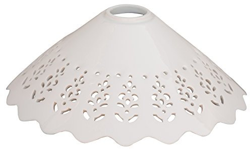 Biscottini Lampenschirm aus weißer Keramik, perforiert, Durchmesser 30 x 12 cm.