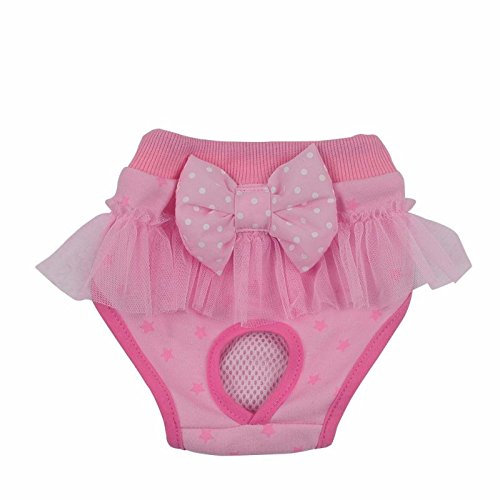 Musuntas Hunde Hündinnen Schutzhose Läufigkeit ,Läufig Pant, Hygieneunterhose, Haustier weibliche Windel Physiologische Unterwäche Unterhose S M (M, rosa)