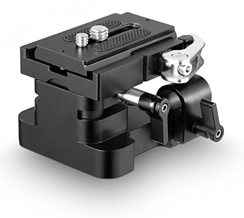 SMALLRIG Baseplate with Quick Release Plate, Rod Height Adjustable Camera Tripod Mounting Plate for Universal 15mm LWS - 2092B
