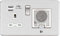 Knightsbridge SFR9905BCW Screwless Socket with 2.4 A USB Chargers and Bluetooth Speaker, Brushed Chrome with white Insert, 13 A