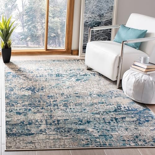 Safavieh Manjor Tapis tissé en polypropylène Gris/Bleu 120 x 180 cm
