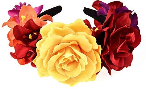 Winslet Blumen Stirnband Hochzeit Haarkranz Krone - Frauen Mädchen Blumenkranz Haare für Hochzeit Party (Rot Rose)