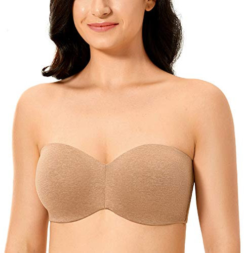 DELIMIRA Donna Reggiseno Senza Spalline Multifunzione con Ferretto Senza Cuciture Taglie Forti Senza Imbottitura Gallinaccio 6B