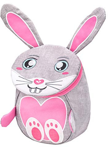 Belmil Kindergartenrucksack mit Brustgurt und Namensschild für 1-3 Jährige/Jungen - Mädchen / 4 L/Grün/in Tierform: Hase (305-15 Mini Bunny)