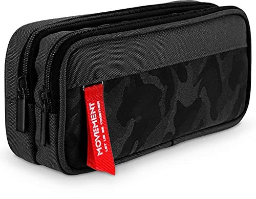 TOYESS Large Pencil Case for Boys and Girls, Lightweight Triple Pockets Pencil Cases with Big Compartments for School Stationary, Camouflage Black