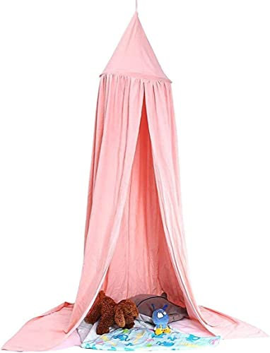 LINONI Baby Baldachin Betthimmel Chiffon Hängende Rund Moskitonetz für Babys Bett, Spielzelte, Kinderzimmer Höhe 240 cm Saumlänge 260cm (Rosa)