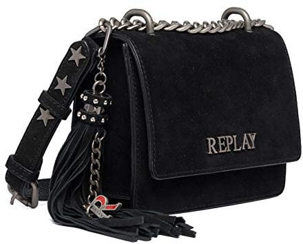 Replay Damen Handtasche aus Wildleder, Black 098 (Schwarz), Onesize