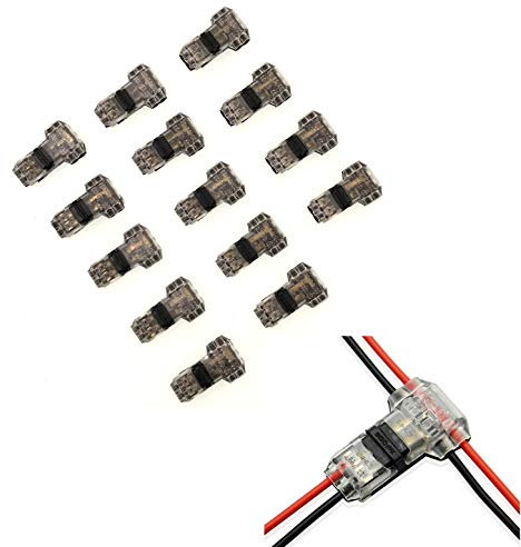 JZK 14 x T Tap Quick Splice Wire Connectors 2 Pin 2 Way Low Voltage Compact Wire connectors Without Wire Stripping for 20-22 AWG Electrical Wire Connection