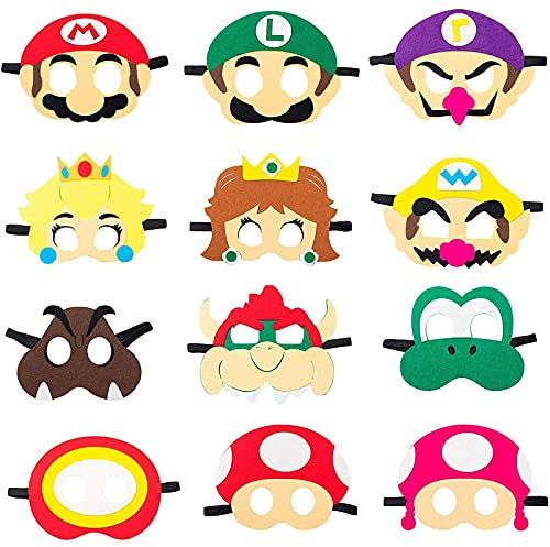 REDO 12 Stück Masken Geburtstag Augenmaske,Charakter Masken Passen für Kinder Maskerade Halloween Dress Up Party Supplies (MR)