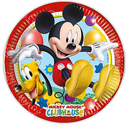 Procos FSC® Mix 93438 Lot de 8 assiettes jetables en papier pour anniversaire d'enfant Motif Mickey Taille 23 cm