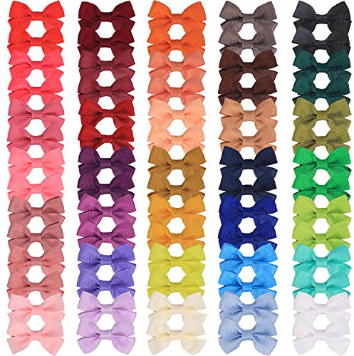 70 Stück 5,1 cm Haarschleifen für Mädchen, 35 Farben in Paaren, Ripsband, Mini-Schleifen, Krokodilklemmen für Neugeborene, Mädchen, Säuglinge, Kleinkinder