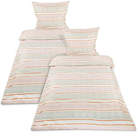 Beautissu Biber Bettwäsche 135x200 cm 2er Set Viola – 100% Baumwolle Warme Flanell Winterbettwäsche - Biberbettwäsche 2X Bettbezug & 2X Kissenbezug 80x80 cm, Feinbiber Bettwäsche-Sets Biber Coral