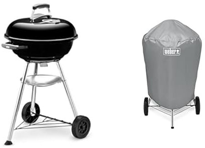 Weber Barbecue Charbon Compact Kettle Charcoal Grill Ø 47 cm & Housse Standard pour Barbecues Charbon, Gris, 57 cm