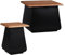 WOMO-DESIGN Beistelltisch 2er Set Galway 30x45x30 cm + Sheffield 50x40 cm rechteckig Schwarz-Natur Akazienholz Massivholz Metall Unikat Handgefertigt Satztische Wohnzimmertisch Couchtisch Kaffeetisch