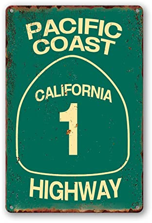 Vintage Metall Tin Sign Pacific Coast Highway Signs California Decor Abbey Street Road Sign Surf Tin Signs Summer Travel Gift 30,5 x 20,3 cm