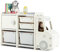 GOPLUS Estanteria Infantil de Juguetes y Libros en forma de camión para niños, Mueble de almacenamiento de HDPE, Organizador de juguetes para Dormitorio Salón Guardería, 110 x 32 x 66 cm (Beige)