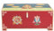 Oriental Galerie Indische Holztruhe mit bunter Buddha Malerei Schatztruhe Truhe Kiste Box Holz Indien Rot - Bunt 70 cm