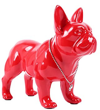 suruim Englische Bulldogge aus Kunstharz, Statue, französische, Skulptur, Wohnkultur, Sammelfiguren, Kunst, Hundestatue, Harzhandwerk, Wohnzimmer, Schreibtisch-Dekoration (rot-1, M)