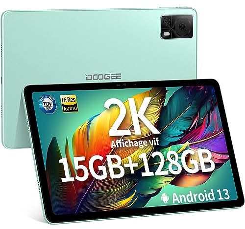 DOOGEE Tablette Android 13 T20S, 10.4 2K, 15GB+128GB/TF 1TB, 7500mAh Tablette, TÜV Certificat, 13MP+5MP, Octa Core, Dual 4G LTE+5G WiFi Tablette Tactile, Widevine L1/OTG/Face ID