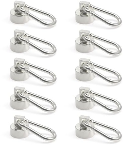 Ant Mag Magnets Hooks Heavy Duty with Carabiner 22lbs Strong Magnets Great Hanging for Refrigerator Cruise Cabin Grill Wreath Kitchen Office 10 Pack