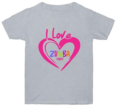 Unisex Zumba Training Wear Heart Print Rundhalsausschnitt Unisex T-Shirt Zumba Class Dance Fitness Kurzarm-Top I Love Zumba Bedrucktes T-Shirt