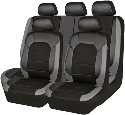 VOIV 9PCS Auto Sitzbezüge Sets für Volkswagen VW Tiguan (5N) 1.Gen 2009 2010 2011 2012 2013 2014 2015 2016, Leder Wasserdicht Vordersitze Rücksitzschoner Leicht Zu Reinigen Schutz,B Grey
