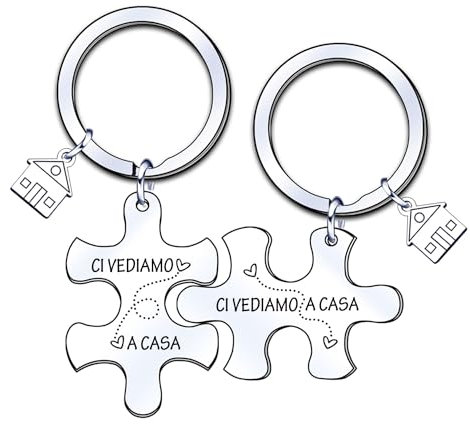 YJYJZX Portachiavi Casa Nuova in Acciaio Inossidabile Portachiavi Personalizzato con Ciondolo Casetta e Chiavi Argento Porta Chiavi Incisione Ci Vediamo a Casa per Lei Lui Mamma Papà (2)