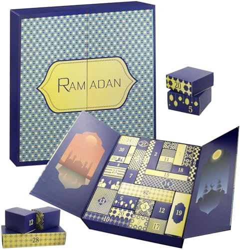 Ramadan Kalender,Eid Mubarak Kalender,Ramadhan Calendar,mit 30 Schubladen Boxen leer,DIY Countdown Ramadan Adventskalender,Ramadan Kalender Countdown Geschenke für Kinder