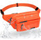 REETEE Sac Banane Homme Imperméable Sacoche Banane avec 5 Poches et Sangle Réglable, Grande Capacité Sac Banane pour Homme Femme Voyage Randonnée Pochette Ceinture (A-Orange)