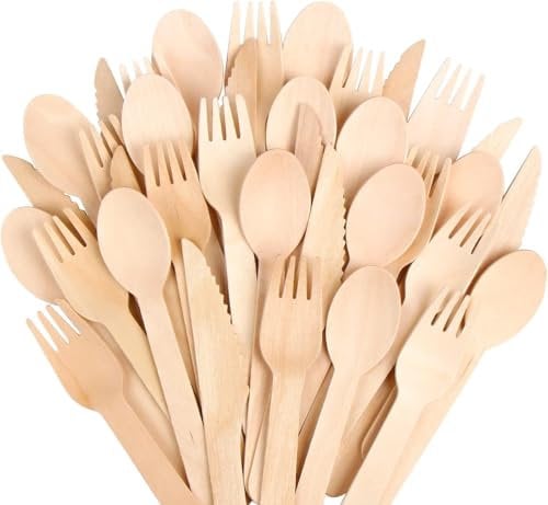 100PCS Wooden Spoons – 16cm Disposable Party Spoons – Biodegradable, Eco-Friendly & Plastic-Free