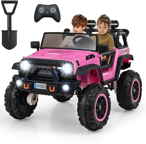 Maxmass 24V Kids Ride on Car, 2-Seater Children Electric UTV with Remote Control, Lights, Music, Horn, USB, MP3 & Slow Start, Toddler Battery Powered Toy Car for 3 Years Old+ Boys Girls (Pink)