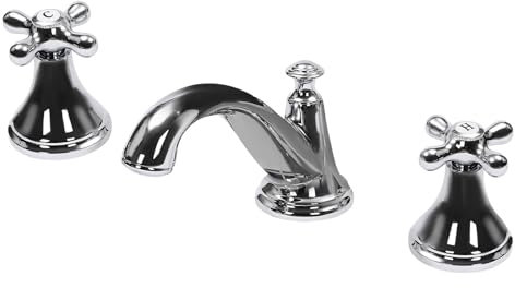 Robinet de lavabo vintage à 3 trous - Robinet de lavabo rotatif - Robinet de lavabo chaud/froid standard G1/2 - Pour salle de bain et douche - Argenté