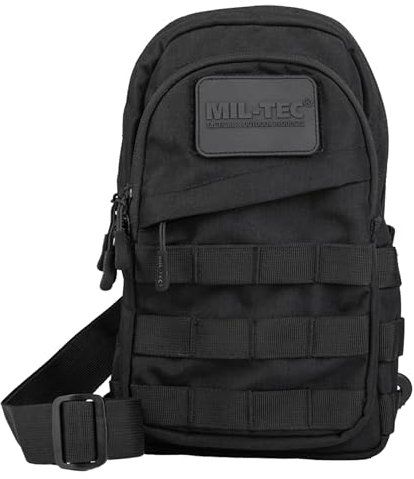 Mil-Tec Crossbody Bag Herren • Umhängetasche mit MOLLE-System • Taktische Molle Tasche • Crossbody Schultertasche für Outdoor, Wandern, Reisen, Alltag • Umhängetasche in Schwarz