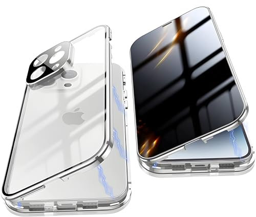 Privacy Phone Case for iPhone 12 Pro Max Built in Privacy Screen Protector And Camera Lens Protector, 360 Degree Full Body Protection One-piece Anti peep Cases Cover for 12 Pro Max,Clear Silver