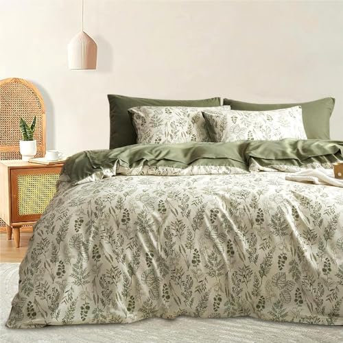 Nyescasa Bettwäsche 135x200 2 Teilig Weiß Beige Blumen Blätter Muster Bettwäsche-Set Pflanzen Botanisch Wendebettwäsche Bunt Weiche Mikrofaser Bettbezug mit Reißverschluss und Kissenbezug 80x80cm