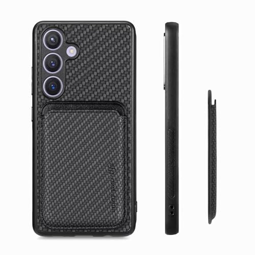 Luoiwei Cover per Samsung Note 10 Plus con MagSafe Wallet,Custodia Magnetica Rimovibile 2 in 1 RFID Blocking Portafoglio Pelle PU Antiurto Card Holder Case, Aspetto in Fibra di Carbonio,Nero