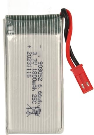 Batterie au Lithium 3.7V 1800mAh, Batterie LiPo 25C avec Prise Rouge JST au Lithium pour Drone RC X5SW RC Quadcopter