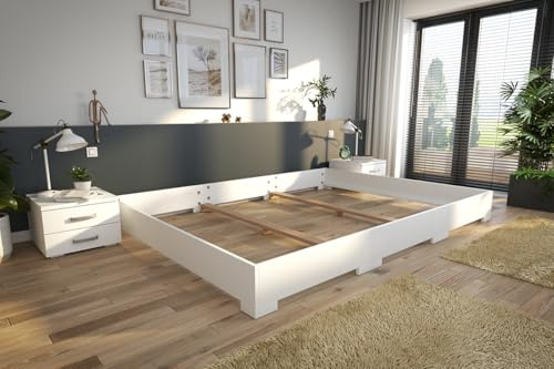 Rima Familienbett 270x200 Samos | Buche - weiß lackiert Original Familienbett | Vollholz (ohne Kopfteil)